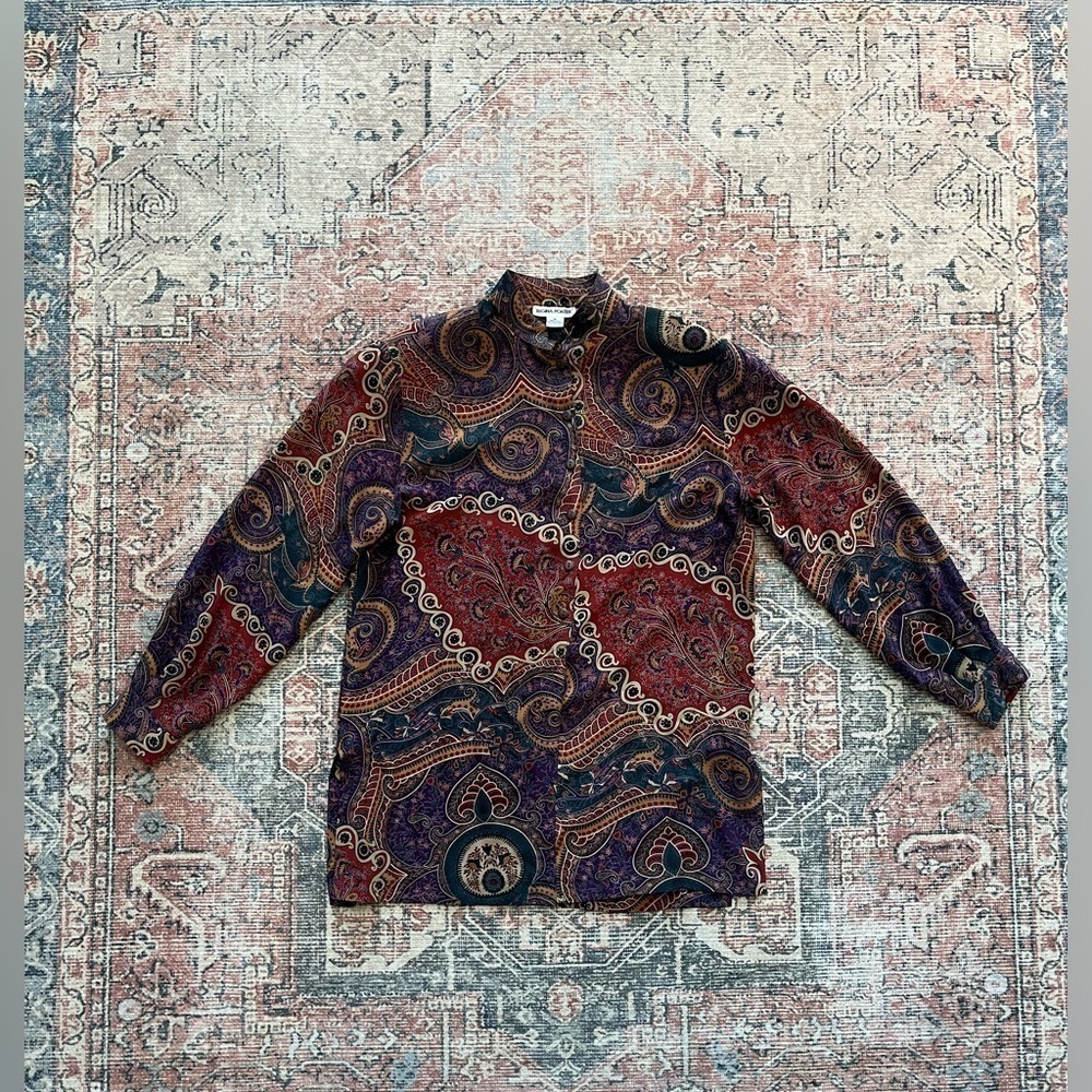 Vintage Regina Porter 100% Silk Long Sleeve Button down size Medium